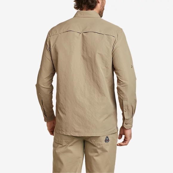 Eddie Bauer ripstop guide long sleeve shirt casual button up down roll tab - Picture 3 of 4